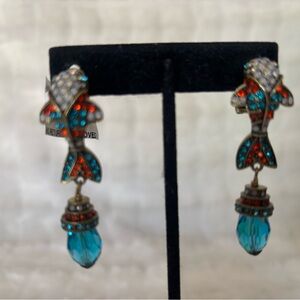 Heidi Daus Vibrant Fish Earrings with Red and Blue Accents
